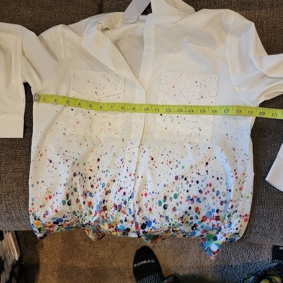 BELLE Lily Long Sleeve Button Down With Rainbow Colors Size M - Picture 9 of 14
